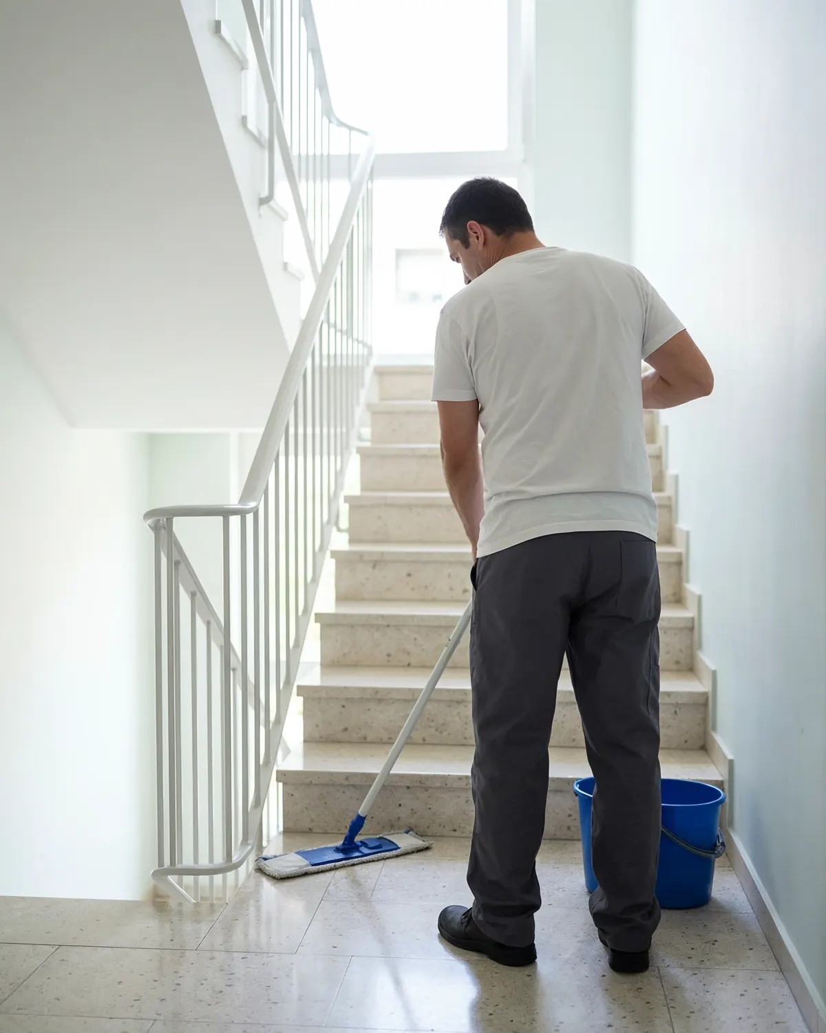 Reinigung eines Treppenhauses in einem Wohnhaus in Fürth